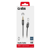 SBS TECABLE35TYCK cavo audio 1 m 3.5mm USB tipo-C Nero