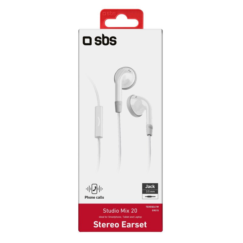 SBS Auricolari filo stereo Duo, jack 3,5 mm con microfono e tasto alla risposta