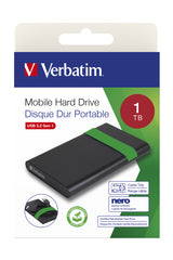 Verbatim 53112 disco rigido esterno 1 TB 5400 Giri/min 2.5" USB di tipo B 3.2 Gen 1 (3.1 Gen 1) Nero