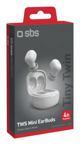 SBS Tiny Twin Auricolare True Wireless Stereo (TWS) In-ear Musica e Chiamate Bluetooth Bianco