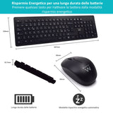 Ewent EW3255 tastiera Mouse incluso Universale QWERTY Italiano Nero