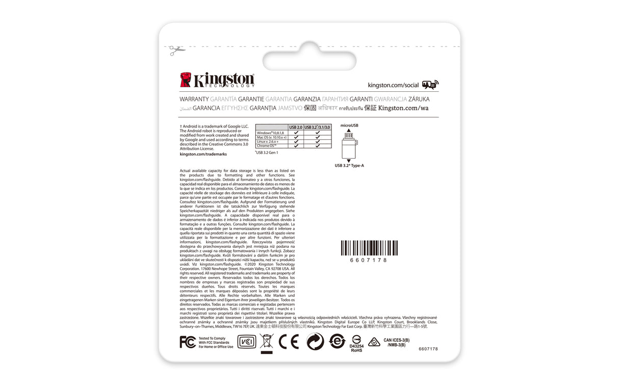 Kingston Technology DataTraveler microDuo3 G2 unità flash USB 64 GB USB Type-A / Micro-USB 3.2 Gen 1 (3.1 Gen 1) Nero