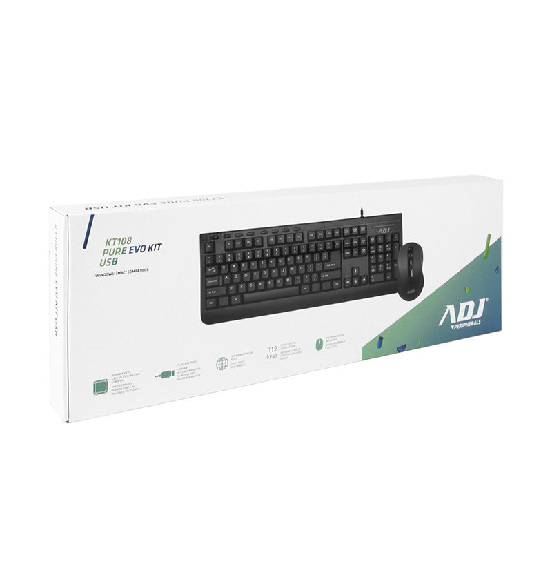 Adj KT108 Pure Evo Kit tastiera Mouse incluso Casa USB QWERTY Italiano Nero