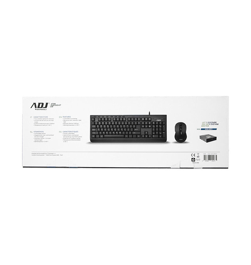 Adj KT108 Pure Evo Kit tastiera Mouse incluso Casa USB QWERTY Italiano Nero