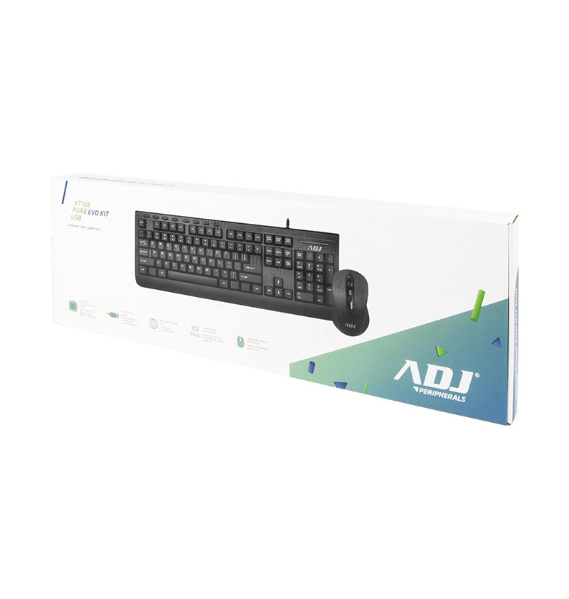 Adj KT108 Pure Evo Kit tastiera Mouse incluso Casa USB QWERTY Italiano Nero