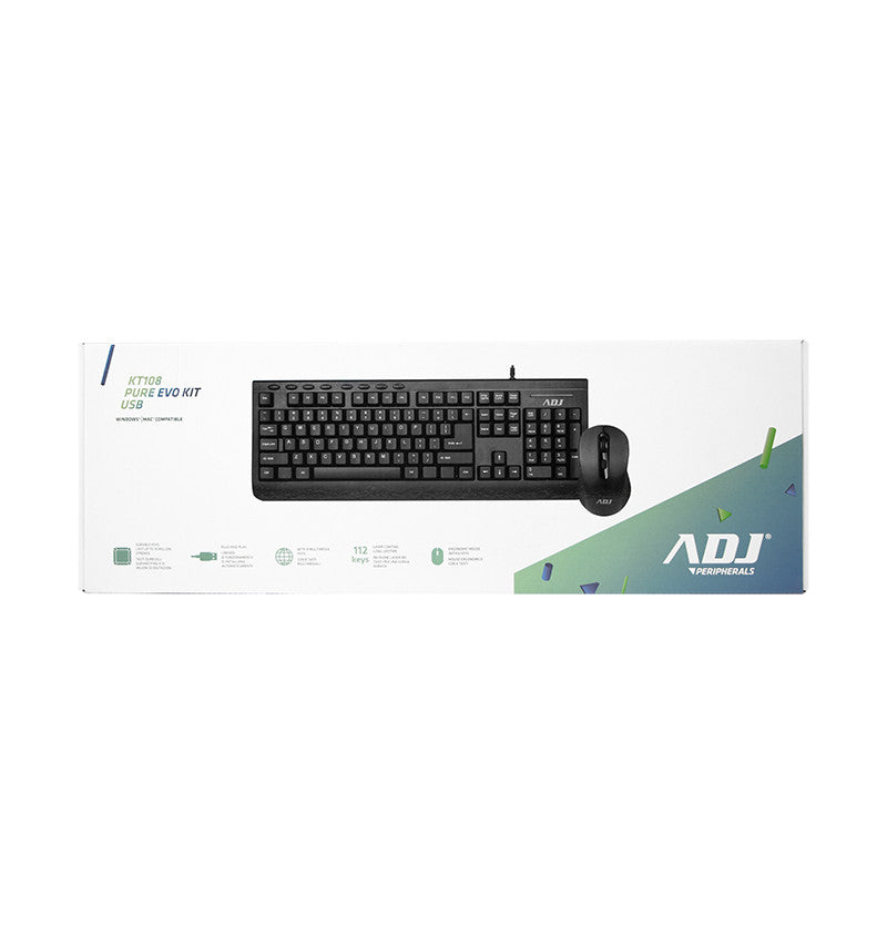 Adj KT108 Pure Evo Kit tastiera Mouse incluso Casa USB QWERTY Italiano Nero