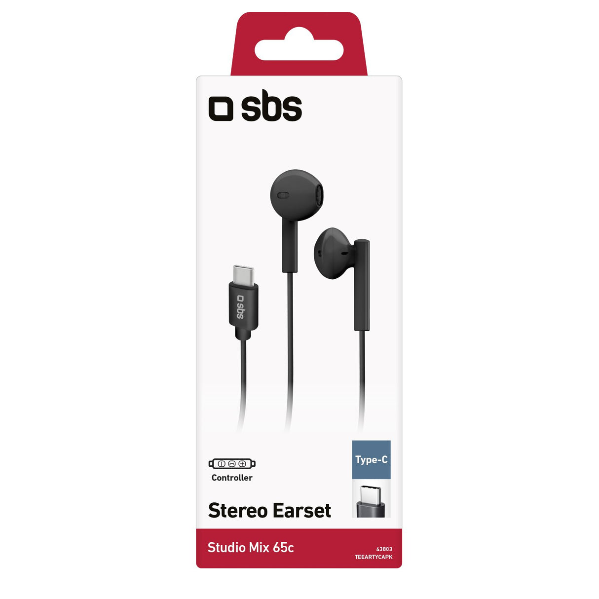 SBS Studio Mix 65c Cuffie Cablato In-ear Musica e Chiamate USB tipo-C Nero